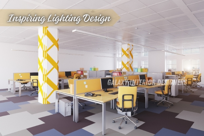 Galaxy Interior Designers in Chennai, featuring vibrant colors, open workspaces, and energy-efficient lighting solutions