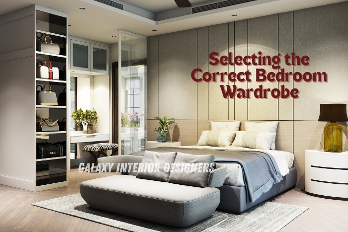 Modern bedroom interior with stylish wardrobe design by Galaxy Interior Designers in Chennai, offering elegant bedroom storage solutions