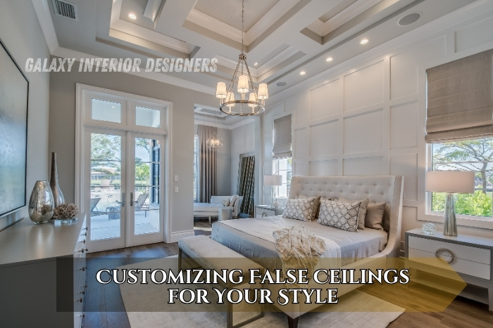 Elegant customized false ceiling design for a luxury bedroom by Galaxy Interior Designers in Chennai, enhancing modern home interiors with style