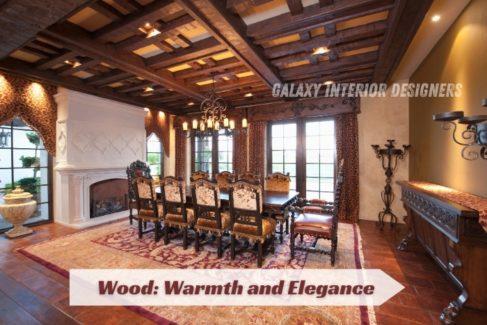 Wooden false ceiling adding warmth and elegance, designed by Galaxy Interior Designers in Chennai for premium home interiors