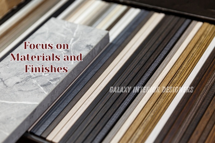 High-quality interior design materials and finishes displayed by Galaxy Interior Designers in Chennai