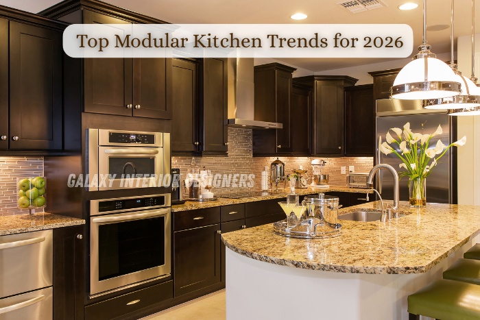 Top modular kitchen design for 2026 by Galaxy Interior Designers in Chennai, featuring premium cabinets and modern layout